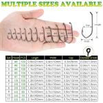 LUCKYFISHING Baitholder Fishing Hooks Saltwater Freshwater 100pcs Professional V Bait Holder Hooks for Bass Trout Crappie Soft Live Baits Black with Size 2