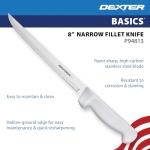 Dexter-Russell P94813 8" Narrow Fillet Knife – High-Carbon Stainless Steel Blade, White Polypropylene Non-Slip Handle