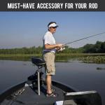 Retractable Rod Straps for Fishing Rods, Gunwale/Deck Mount Self-Retracting Tie-Down Straps, F14200 Rod Saver Strap Fishing Rod Holder, Fishing Pole Holders for Boat Deck, Black - 1 Pack