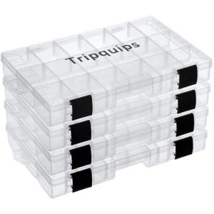 Tripquips 3600 Tackle Trays, Plastic Storage Organizer Box with Removable Dividers - Tackle Boxes - Fishing Tackle Storage - 3700 Tackle Trays - 2 Packs/4 Packs Box Organizer-3600 4 Packs