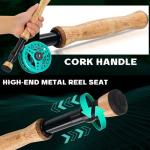 Sougayilang Fly Fishing Combo, 4 Piece Fly Rod and CNC Machined Aluminum Alloy Reel Complete Starter Package with Rod Bag-Turquoisee-#8