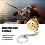VBESTLIFE Mini Fishing Reel Keychain, Aluminum Alloy Fly Reel Key Ring Keychain Pendant Decorative Anglers