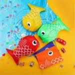 Shappy Fishing Party Favor Fish Drawstring Bags Fish Themed Gift Bag Little Fisherman Candy Goody Treat Bag for Kids Girl Boy (Simple, 16 Pieces)