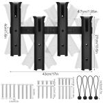 Motionchic Adjustable Fishing Rod Holders for Bike 4 Tube Wall Mounted Fishing Rod Holders for Boat, Golf Cart, Garage, Kayak, Crate, Wagon & Rv, with Mounting Screws and Elastic Cords(Black)