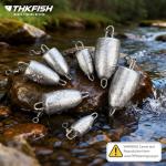 THKFISH Fishing Weights Sinkers, Bullet Fishing Sinkers with Swivel Rolling Slip Sinkers Sliding Weights for Bass Fishing Pitching and Flipping Texas Rigs Saltwater Freshwater Fishing, 3.5g-20g