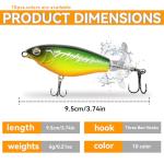 10pcs Fishing Lure for Bass, Upper Water Popper Fishing Lures with Long Floating Rotating Tail Treble Hooks, Freshwater Plopping Lures for Bass Catfish Pike