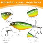 10pcs Fishing Lure for Bass, Upper Water Popper Fishing Lures with Long Floating Rotating Tail Treble Hooks, Freshwater Plopping Lures for Bass Catfish Pike