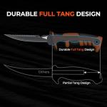 KastKing Ultimate Angler 5" Bait Knife, Razor Sharp Corrosion-resistant Vanadium Stainless Steel Blade, Fishing Knife with Dual Edge & Non-slip Handle, Includes Sheath with Sharpener & Carabiner