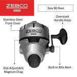 Zebco 888 Spincast Fishing Reel, Size 80 Reel, Changeable Right- or Left-Hand Retrieve, Pre-Spooled with 25-Pound Zebco Fishing Line, Stainless Steel Front Cover, Silver