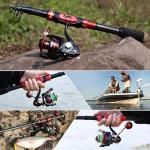 Sougayilang Fishing Rod and Reel Combos, Telescopic Fishing Pole with 12+1BB Spinning Reel for Travel Saltwater Freshwater Fishing-1.8M Rod with 2000 Reel