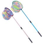 Fishing Net 2 Pack Retractable Lightweight Landing Net with Aluminum Rod Handle Kids Fishing Nets for Youth Catch and Release Butterfly Nets(Blue+Red)