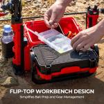 MadBite By KastKing RigHub Portable Tackle Storage Box, Adjustable Rod Holder, Cup Holder, Removable Dividers, Ideal for Fishing Lures and Gear Storage, Kayak Fishing, Ice Fishing