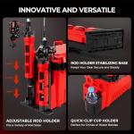 MadBite By KastKing RigHub Portable Tackle Storage Box, Adjustable Rod Holder, Cup Holder, Removable Dividers, Ideal for Fishing Lures and Gear Storage, Kayak Fishing, Ice Fishing