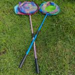 Fishing Net 2 Pack Retractable Lightweight Landing Net with Aluminum Rod Handle Kids Fishing Nets for Youth Catch and Release Butterfly Nets(Blue+Red)