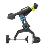 Upgraded Fishing Rod Holder with Button-Lock 360° Dual Rotation,Universal Silicone Strap & Enlarged V-Clamp Fits Round/Square Tubes,Secure Adjustable Boat Fishing Gear for All Rod (Black 1 Pairs)