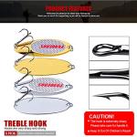 PROBEROS Fishing Spoons Lures Bass Baits Jigging Bait Tackle with Treble Hooks Hard Metal Spoon Fishing Lure Weight Pick 10 Pcs/Pack 1.4oz Silver