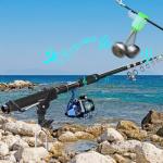 Aluminum Bank Fishing Rod Holder 2 Pack with 10 Fishing Bells - Heavy Duty Ground Spike Fish Pole Stand Rack for Shore, Surf, Beach Fishing - Great for Men