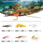 Teyva Daily 10 Pack Mustad Saltwater Duratin Hooks Stainless Steel Clousers Minnow Fishing Hooks Assortment with Box, Saltwater Bass Fish Bait for Fishing Lovers, 5 Style