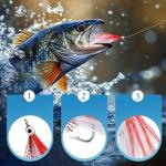 Teyva Daily 10 Pack Mustad Saltwater Duratin Hooks Stainless Steel Clousers Minnow Fishing Hooks Assortment with Box, Saltwater Bass Fish Bait for Fishing Lovers, 5 Style