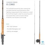 Martin Caddis Creek Fly Fishing Rod and Reel Combo, 5/6-Weight 9-Foot 2-Piece Fiberglass Rod, Moderate Fast Action, Single Action Fly Reel, Aluminum Frame and Spool, Interchangeable Retrieve, Brown