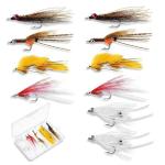 Teyva Daily 10 Pack Mustad Saltwater Duratin Hooks Stainless Steel Clousers Minnow Fishing Hooks Assortment with Box, Saltwater Bass Fish Bait for Fishing Lovers, 5 Style