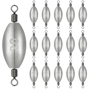 15pcs 0.7g Fishing Weights Sinkers, Inline Trolling Weights with Inner Swivels, Egg Sinkers for Saltwater Freshwater Fishing Tackle