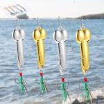Relaxgiant 4 Pcs Funny Fishing Lures Bass Fishing Lures for Freshwater Saltwater Top Water Fish Gear Gag Gift for Fish Lovers(Gold and Silver,15g,21g)