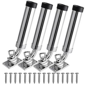 NovelBee 4pcs Fishing Rod Holders,360 Degree Adjustable Outrigger Rod Holder,Deck Mount 316 Stainless Steel Rod Pod Rack for Marine Boat Yacht