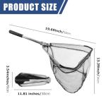 Fishing Net Minnow Nets with Aluminum Collapsible Telescopic Fishing Pole Handle and Nylon Mesh, Small F-ishing Landing Net for Saltwater Freshwater(19.69x13.39inch,Color:Black)