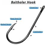 Baitholder Fishing Hooks Barbed Shank Beak Bait Holder Hooks Black Carbon Steel Offset Jig Fishing Hooks Saltwater Freshwater #4