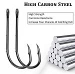 Baitholder Fishing Hooks Barbed Shank Beak Bait Holder Hooks Black Carbon Steel Offset Jig Fishing Hooks Saltwater Freshwater #4