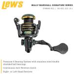 Lew’s Wally Marshall Signature Series Spinning Fishing Reel, Size 100 Reel, 5+1 Bearings, 5.1:1 Gear Ratio, Graphite Frame and Rotor, Interchangeable Retrieve, Green/Gold
