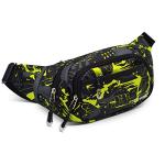 Crossbody Fanny Pack for Men, 5-Zipper ​Pockets Waist Bag, Belt Bag for Running Cycling Travel Walking Hiking Fishing Camping Green