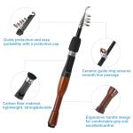 PATIKIL Telescopic Fishing Rod 1.3 m, Fiberglass Portable Mini Fishing Poles Collapsible Fishing Gear for Travel Saltwater Freshwater, Black & Wood Color