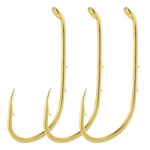 Dr.Fish 100 Pack Baitholder Hooks, Freshwater Fishing Hooks Gold, Offset, for Walleye Rigs, Crawler Harness, Trout/Bass/Crappie/Blugill/Panfish #8