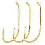 Dr.Fish 100 Pack Baitholder Hooks, Freshwater Fishing Hooks Gold, Offset, for Walleye Rigs, Crawler Harness, Trout/Bass/Crappie/Blugill/Panfish #8