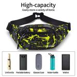 Crossbody Fanny Pack for Men, 5-Zipper ​Pockets Waist Bag, Belt Bag for Running Cycling Travel Walking Hiking Fishing Camping Green