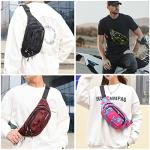 Crossbody Fanny Pack for Men, 5-Zipper ​Pockets Waist Bag, Belt Bag for Running Cycling Travel Walking Hiking Fishing Camping Green