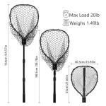 SEASPRO Black Telescoping Fishing Nets Lightweight Rubber Fish Net Durable with Non-Slip Grip - Freshwater and Saltwater Fishpond Large Fish Net (18.3"/46.5cm Hoop Size 1.62M Black Rubber net)