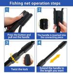 SEASPRO Black Telescoping Fishing Nets Lightweight Rubber Fish Net Durable with Non-Slip Grip - Freshwater and Saltwater Fishpond Large Fish Net (18.3"/46.5cm Hoop Size 1.62M Black Rubber net)