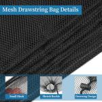 6 Pcs Mesh Bags Drawstring, 14x17 Inch with Lock, Multipurpose Storage Bags for Gym, Balls, Beach, Laundry(Black)