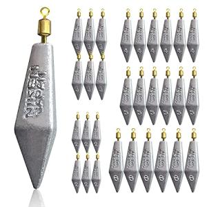 Proximitck Fishing Weight Kit - Triangle and Bullet Lead Sinkers for Bass and Catfish - Assorted Sizes, 30pcs