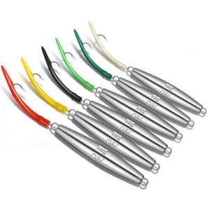 Teyva Daily 6 Pcs Diamond Jigs Saltwater Fishing Lures, Flat Metal Jigging Spoon Baits for Surf Fishing Bottom Bouncing Sinking Casting, Vertical Ocean Lures for Bluefish Striper Freshwater (2 oz)