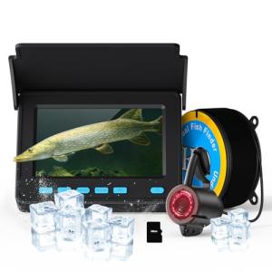 Eyoyo Ice Fishing Camera 4.3-Inch: Ice Fishing Camera DVR, Portable Fish Finder, 8-Hour Battery, Infrared Lights, Temperature & Depth Detection, 20M Cable for Ice, Lake, and Sea Fishing