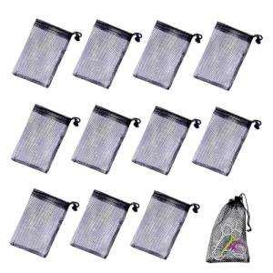Leewoth 12PCS Small Mesh Bags Nylon Mini Storage Mesh drawstring bags for Travel Stuff Organizing (6 x 4 inch)