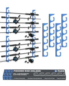 WellMall Fishing Pole Holders - 10 Rod Holder Storage for Wall & Garage, Fits Most Rods