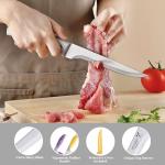 MONGSEW 3PCS Boning Knife, German Stainless Steel Fillet Knives, 6 inch Curved Boning Deboning Filet Fillet Knife for Meat, Fish, Poultry, Cutting, Trimming, Ergonomic Rubber Handle, Dishwasher Safe