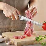 MONGSEW 3PCS Boning Knife, German Stainless Steel Fillet Knives, 6 inch Curved Boning Deboning Filet Fillet Knife for Meat, Fish, Poultry, Cutting, Trimming, Ergonomic Rubber Handle, Dishwasher Safe