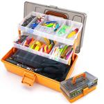 DIGOAKO Large 3-Layer Fishing Tackle Box with Tackle Included, 417Pcs Fishing Lures Kit, Gloves, Crankbaits, Hooks, Weights & Other Accessories, Fresh Water Bass Fishing Kit Equipment Gift for Men