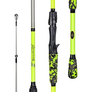 Sougayilang Fishing Rods, IM7 Graphite Blank Casting & Spinning Rods,2 Pieces Rods with “S” Style Hook Keeper and EVA Handle for Bass, Trout, Walleye, Catfish Etc (6'10"-M-CAST)